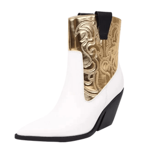 Låga Cowboyboots med Nitar för Dam Vit-Guld / 35