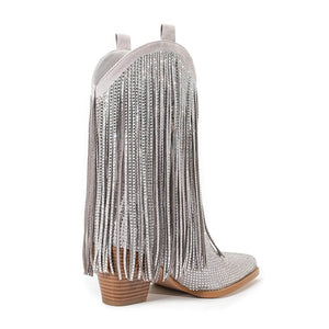Låga Cowboyboots med Strassfransar för Dam