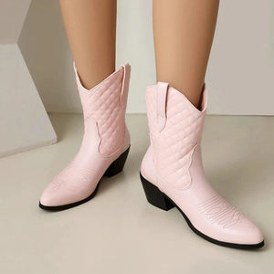 Låga Cowgirl Boots med Quiltat Skaft