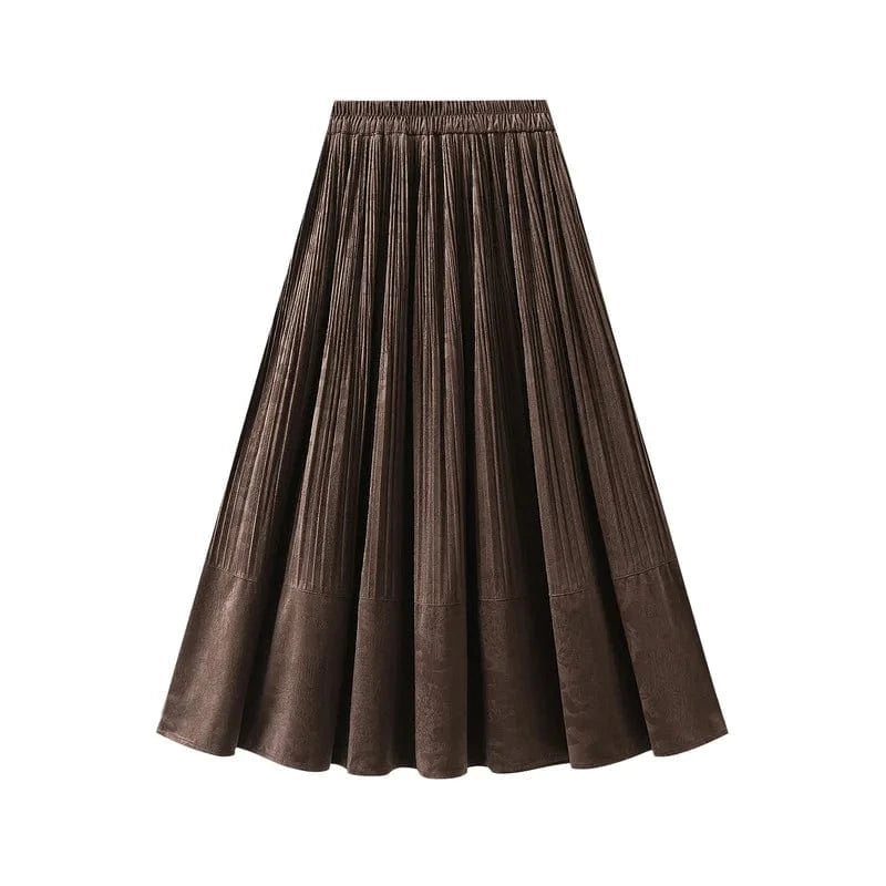 Lång kjol sammet Brun / One Size