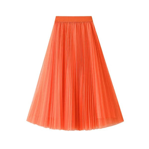 Lång plisserad kjol Orange / One Size