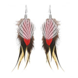 Långa örhängen med fjädrar Röd