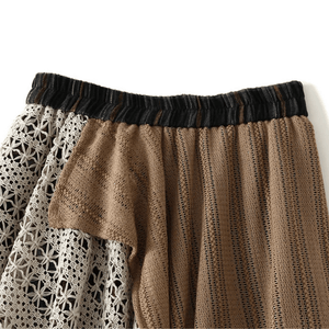 Långkjol i patchwork-stil med spets och rutigt mönster