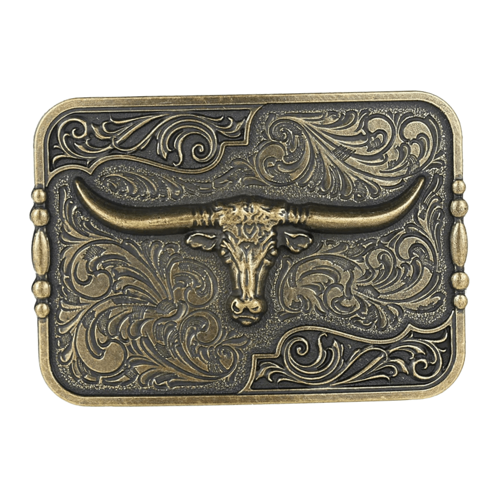 Longhorn Bältesspänne Blommig Design Guld
