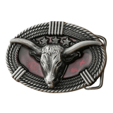 Longhorn Bältesspänne Western Cowboy Spänne Metall Silverröd