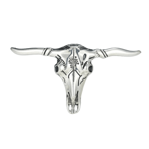 Longhorn Skalleformad Bältesspänne Silver