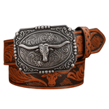 Longhorn westernbälte för dam Brun silver / 120cm