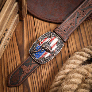 Longhorn westernbälte med USA-flagga