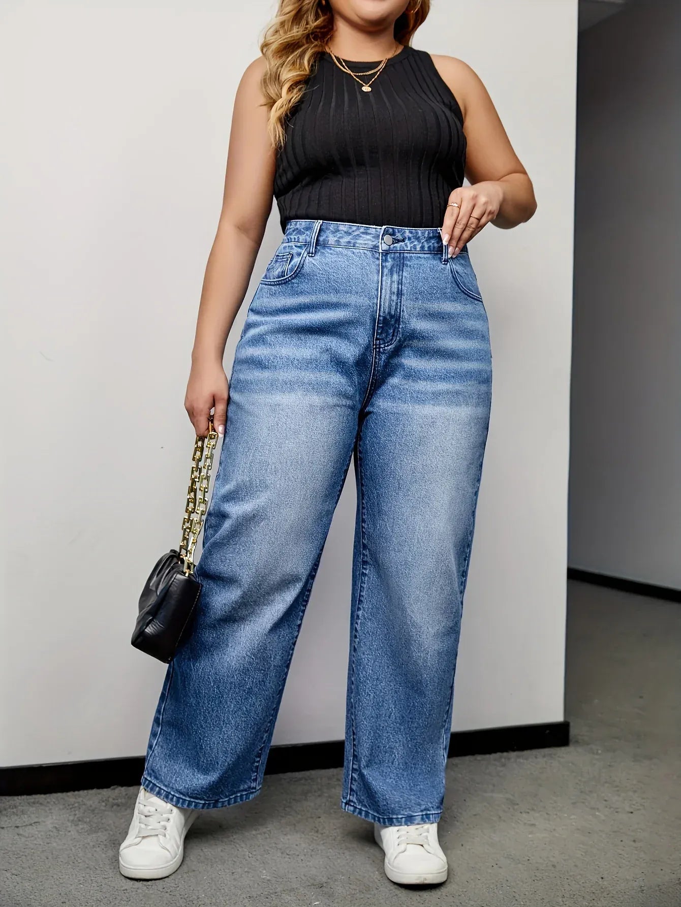 Lösa jeans i plusstorlek för damer 0XL