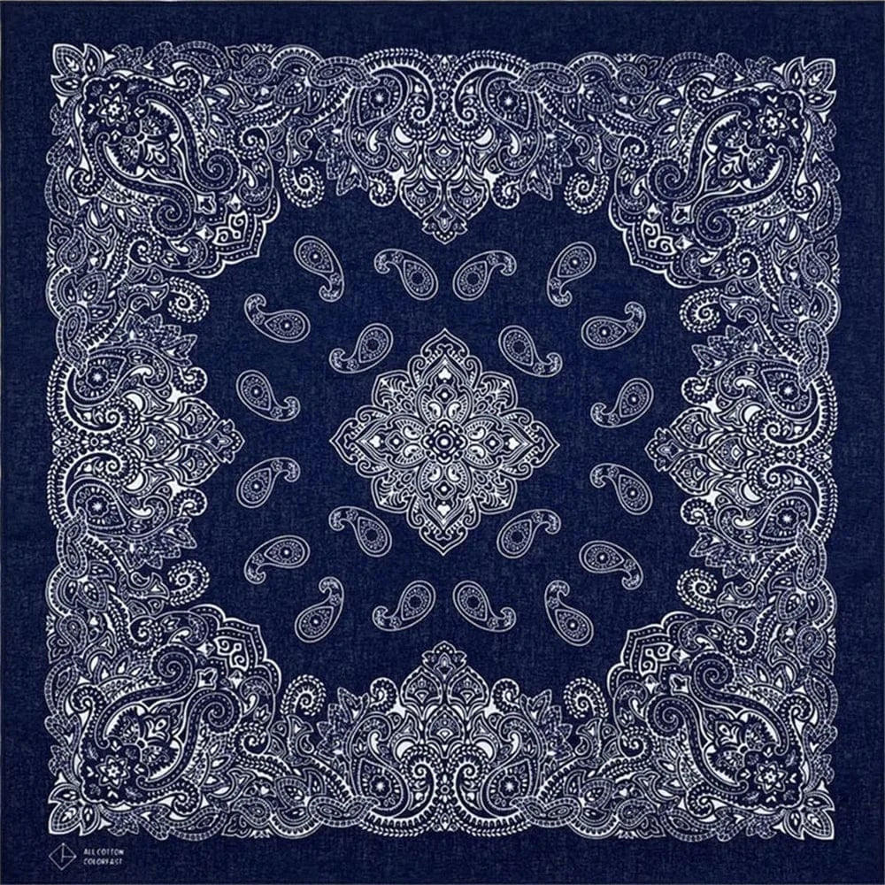 Marinblå Bandana med Paisley Mandala-mönster Marinblå