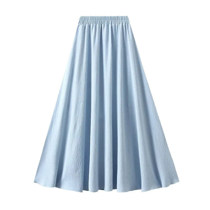 Maxikjol i mjuk, krinklad väv Blå / One Size