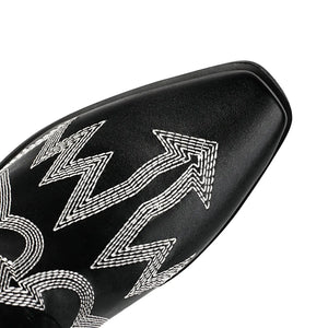 Metalliska Cowgirl Boots med Kontrastbrodyr