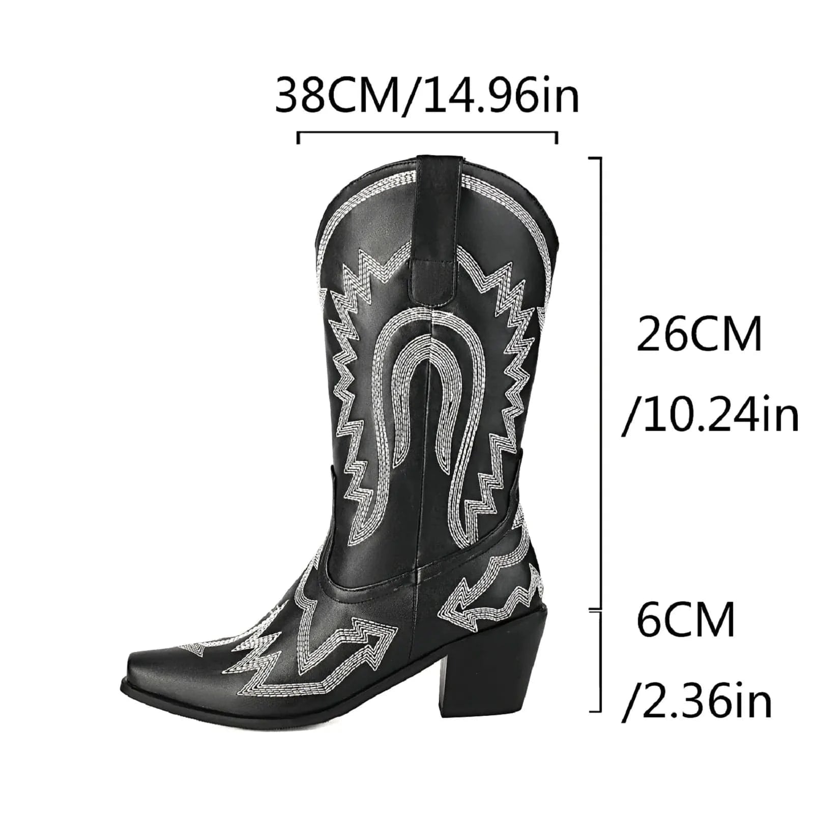 Metalliska Cowgirl Boots med Kontrastbrodyr
