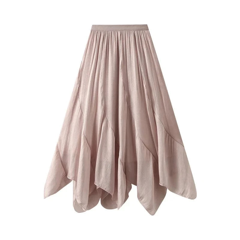 Midikjol med asymmetrisk drapering Rosa / One Size