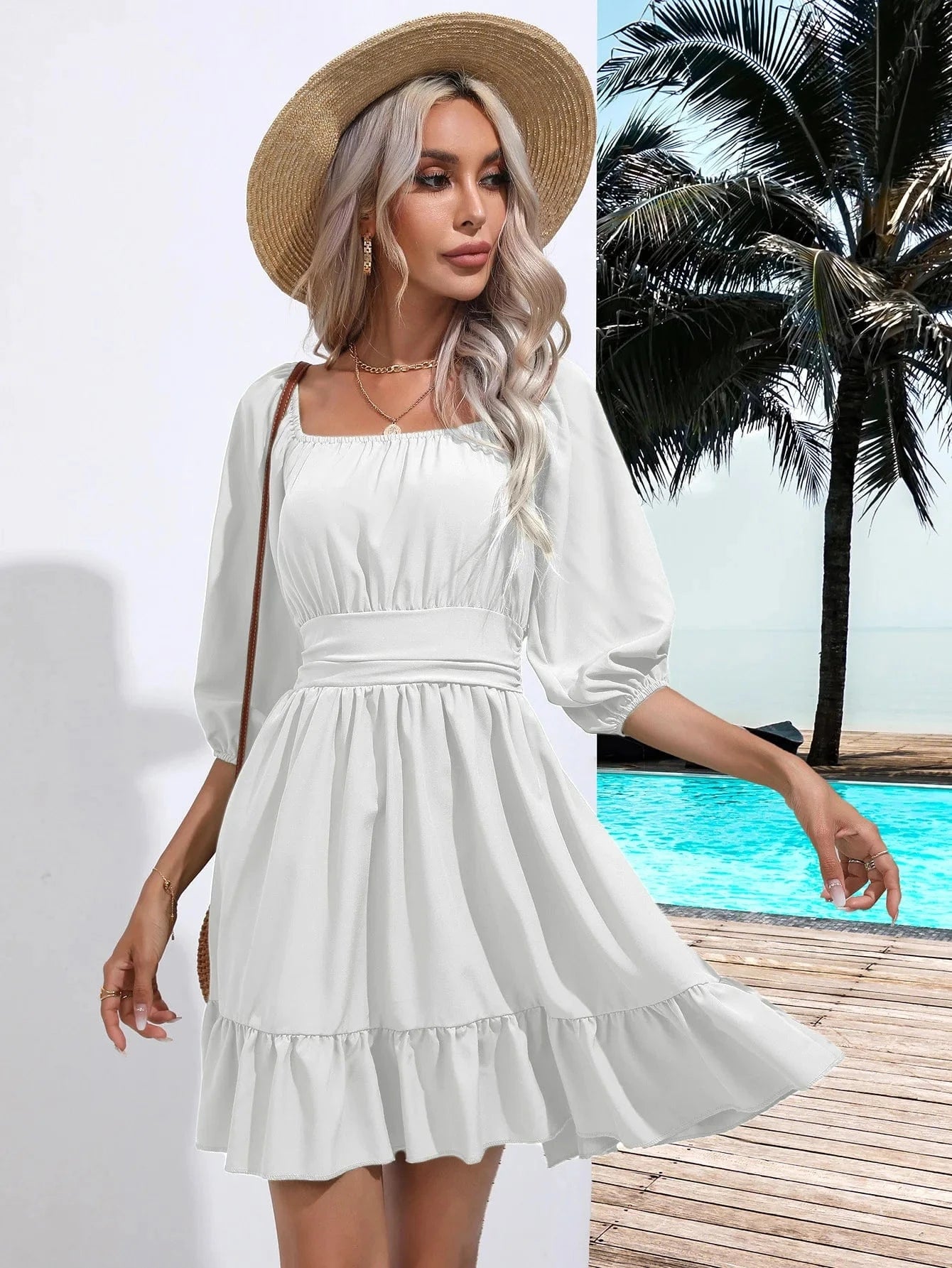 Mini klänning sommar Vit / S