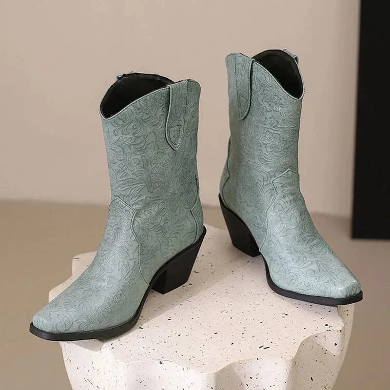 Mönstrade Låga Cowboyboots för Dam