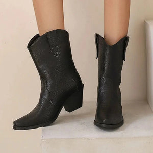 Mönstrade Låga Cowboyboots för Dam