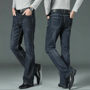 Mörkblå utsvängda jeans för herr