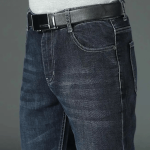 Mörkblå utsvängda jeans för herr