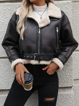 Mörkbrun shearling jacka Mörkbrun / XS