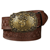 Mörkbrunt cowboybälte Hjort / 120cm