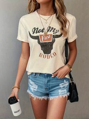 "Not my 1st Rodeo" Cowgirl T-shirt Krämvit / S