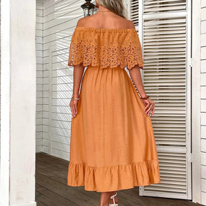 Off shoulder klänning sommar