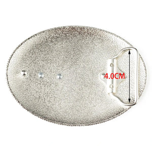 Oval Bältesspänne Guldhäst Silver Blommig Gravyr Guld och silver