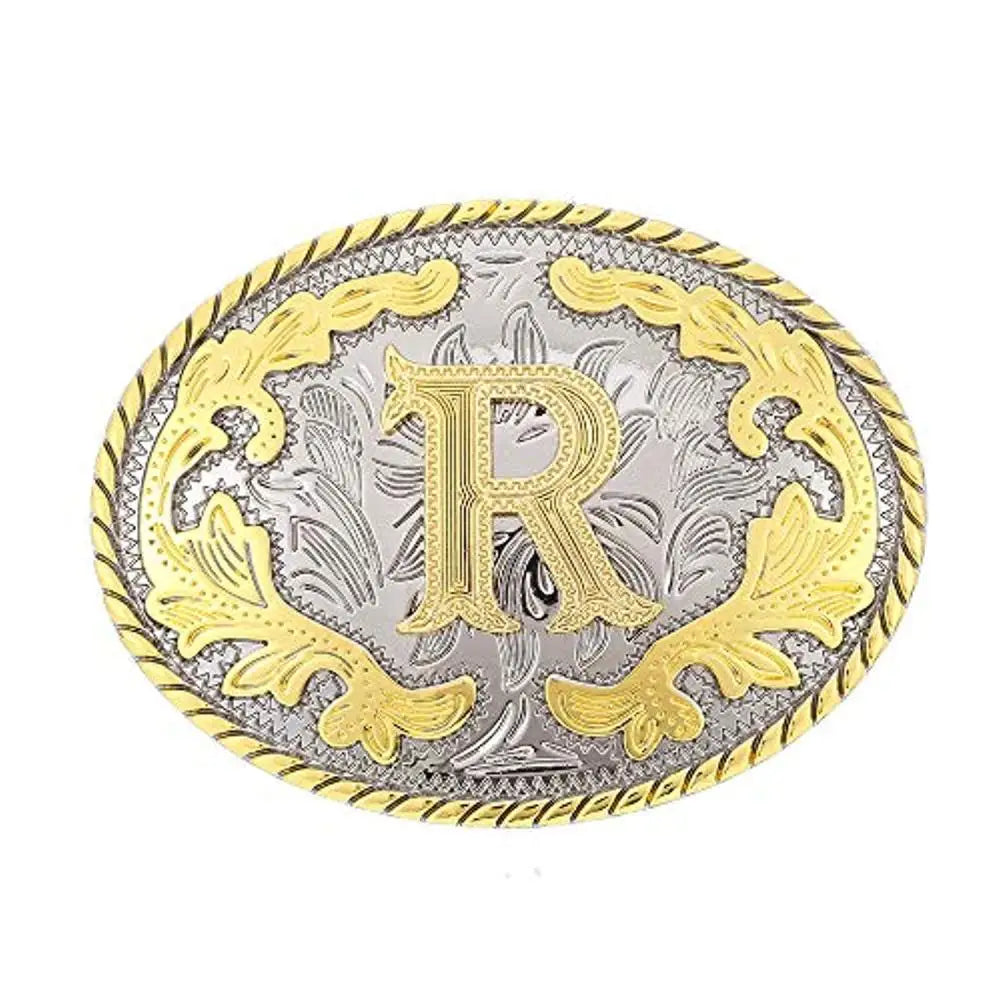 Ovalt westernbältesspänne med initial