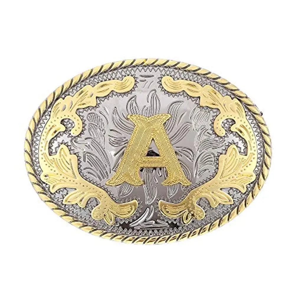 Ovalt westernbältesspänne med initial