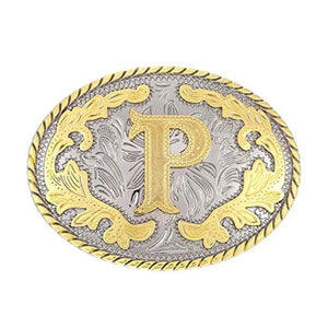 Ovalt westernbältesspänne med initial P