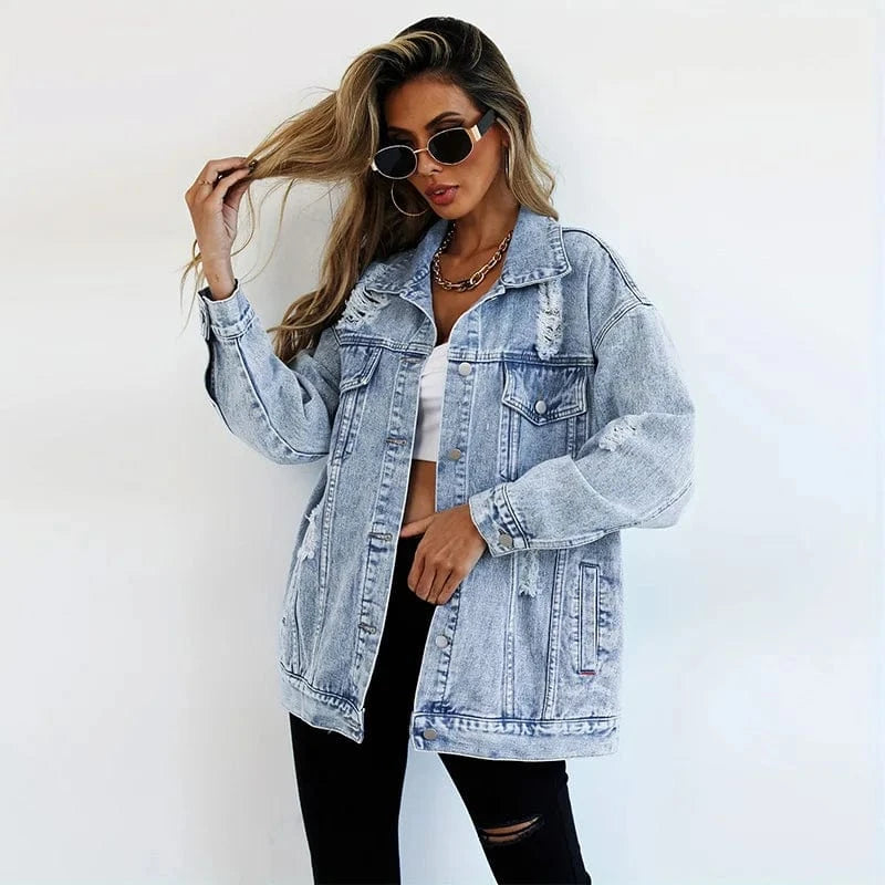 Oversize jeansjacka dam