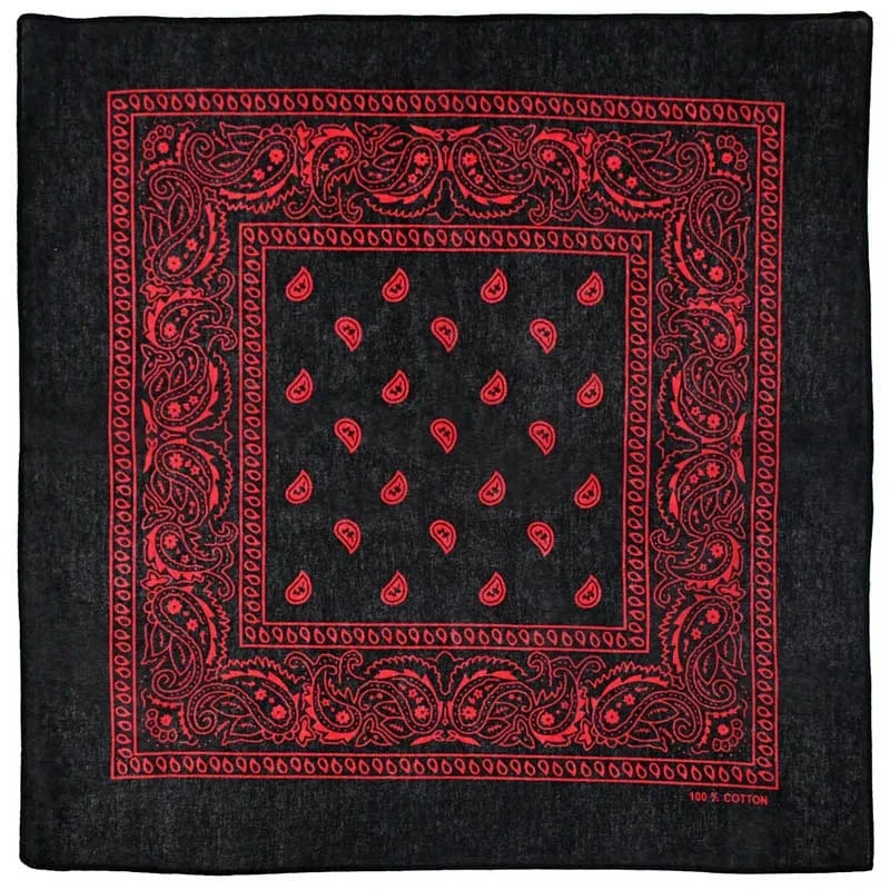 Paisley Svart Bandana Röd / 54cm-54cm