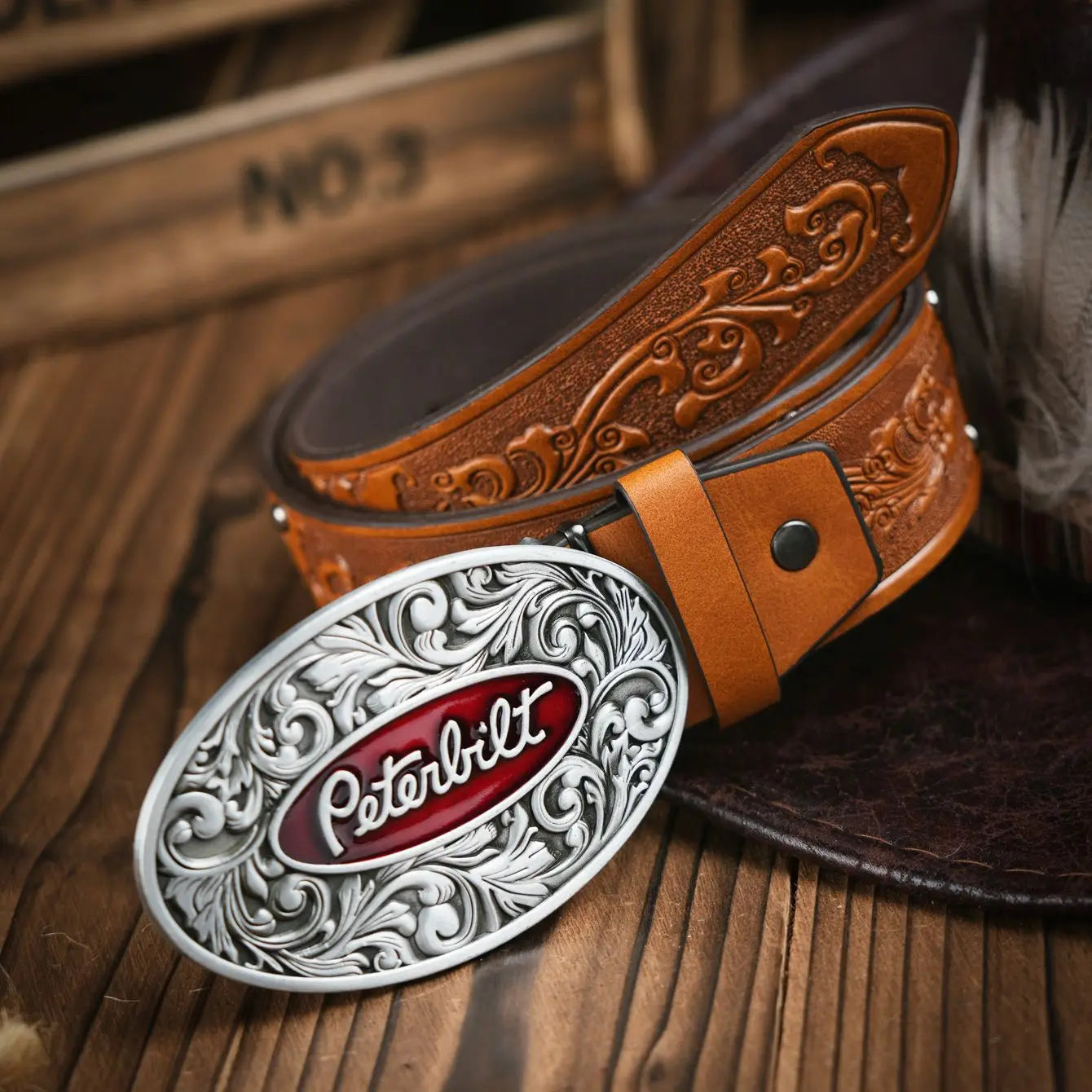 Peterbilt cowboybälte med ovalt metallspänne