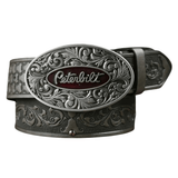 Peterbilt cowboybälte med ovalt metallspänne Grå / 120cm