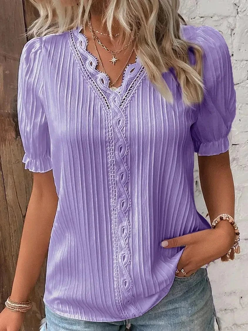 Plisserad blus Lila / 1XL