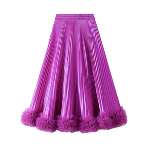 Plisserad kjol i satäng med tyllfåll Fuchsia / One Size