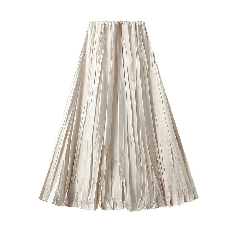 Plisserad satinkjol Beige / One Size