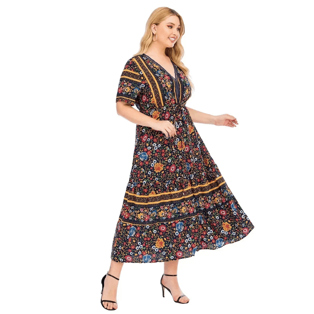 Plus size klänning i bohemisk stil