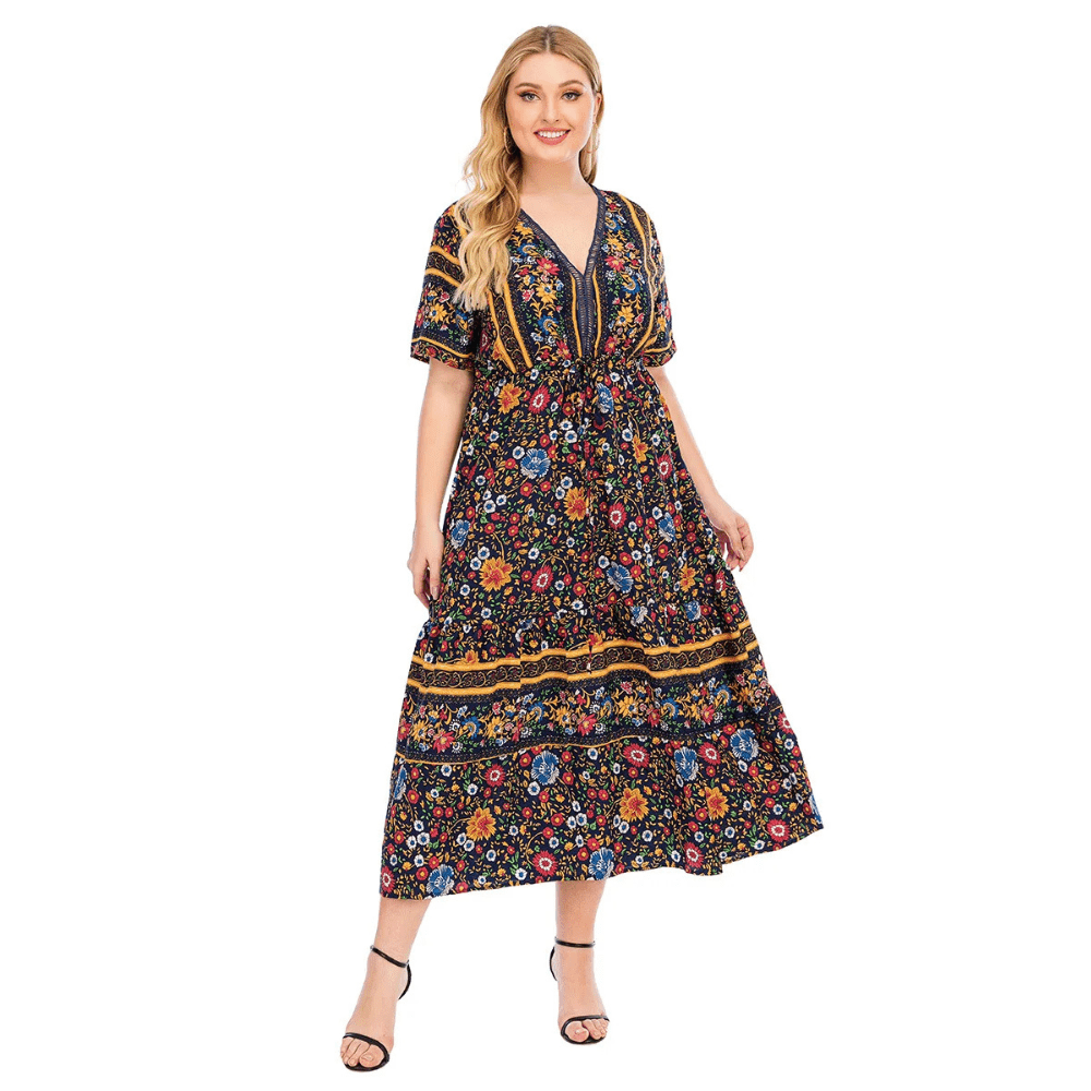 Plus size klänning i bohemisk stil