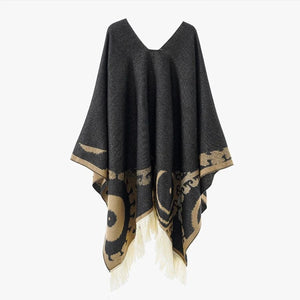 Poncho jacka dam Svart beige / One Size