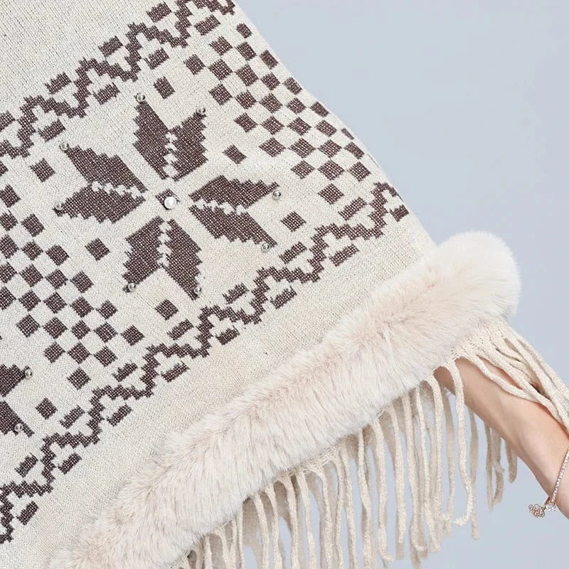 Poncho med päls