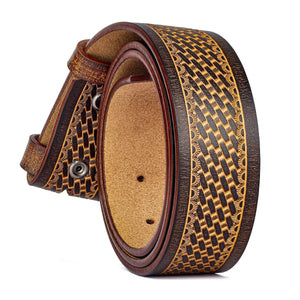 Präglat westernbälte i äkta läder med klassisk cowboykänsla Cognac / 105cm