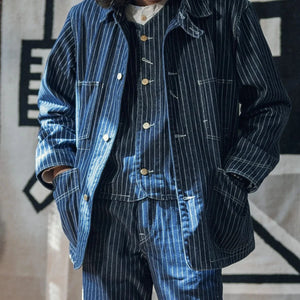 Randig cowboy denimväst