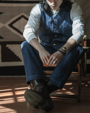 Randig cowboy denimväst