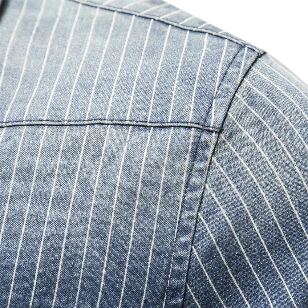 Randig cowboy skjorta herr i stretch-denim