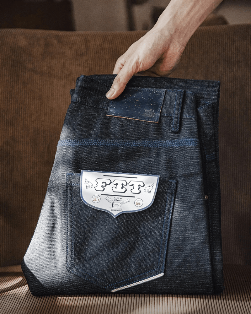 Raw denim jeans
