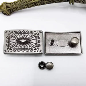 Rektangulär concho i vintagemetall Antik silver