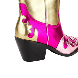 Rosa och Guldiga Höga Cowgirl Boots för Dam
