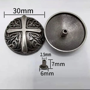 Rund concho antiksilver